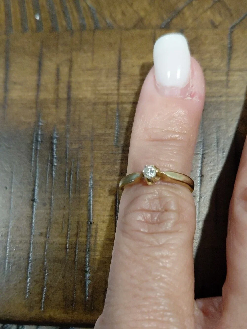 Vintage 14k Gold Flower Ring with Small Diamond Stone - Children's Jewelry